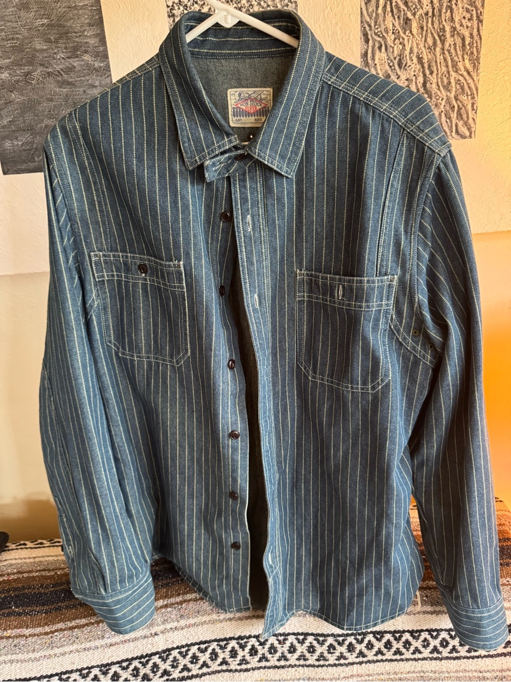 Bronson Non Stock 9oz striped wabash denim work shirt - long sleeve button up